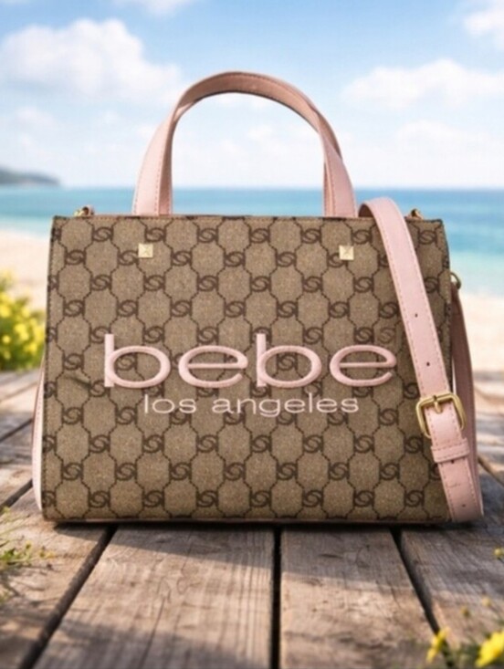 bebe Handbags - NWT Bebe Los Angeles Blush Mini Tote Bag Logo Print